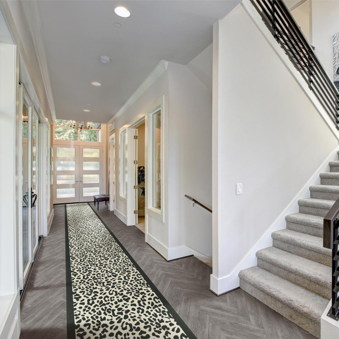 Fairmont Park Runner Animal Print Area Rug Black Runner 70 x 360cm