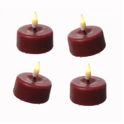 283 LED Mini Teelichter Mia flackernd mit Batterien D: 3,5cm rot 4 Stück