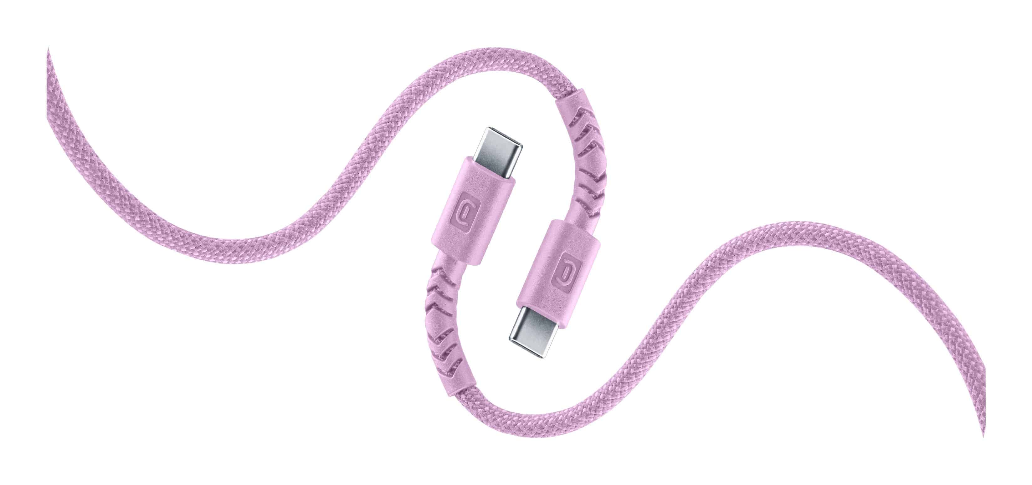 Cellular Line Flexi Braided Data Cable Stecker USB C auf USB C bis 100 W 1,5 m (Pink) 61620
