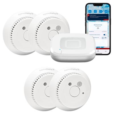 HOMEMATIC IP Smart-Home-Zubehör "Starter Set Rauchwarnmelder - Rauchmelder 4 Räume", weiß, B:31cm H:12cm T:37cm, Smart-Home-Stationen