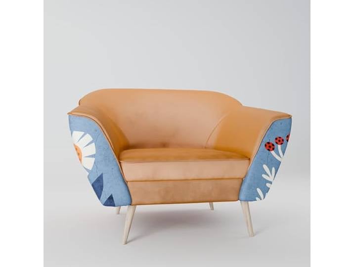 SPACEREBELS Sessel Wohnzimmer - Relaxsessel Einzelsofa für Schlafzimmer - Loungesessel Fernsehsessel - Gepolsterter Armlehnstuhl mit Holzbeinen - karamell