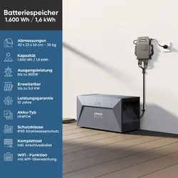 Anker SOLIX Solarbank E1600, 1.6kWh Akkukapazität, IP65, LFP Akku, Plug&Play