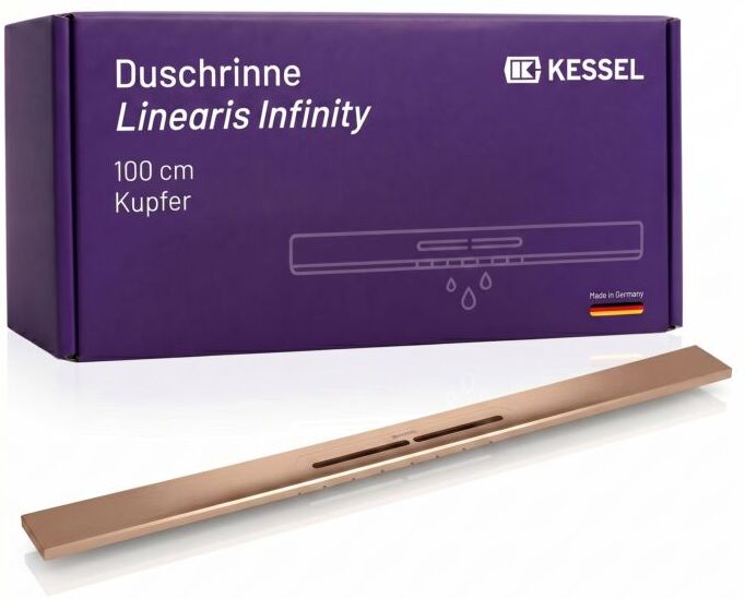 KESSEL Duschrinne Linearis Infinity aus Edelstahl V4A 45203.10  bodengleiche  Design-Duschrinne, individuell verlängerbar, 1000 mm, Copper gebürstet