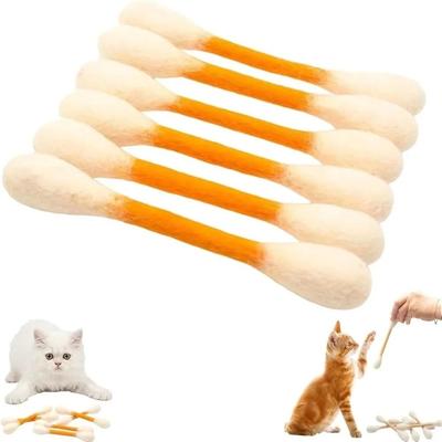 Inspired Finds Giant Catnip Cotton Swab Kicker Toys Set For Interactive Play & Dental Chewing orange