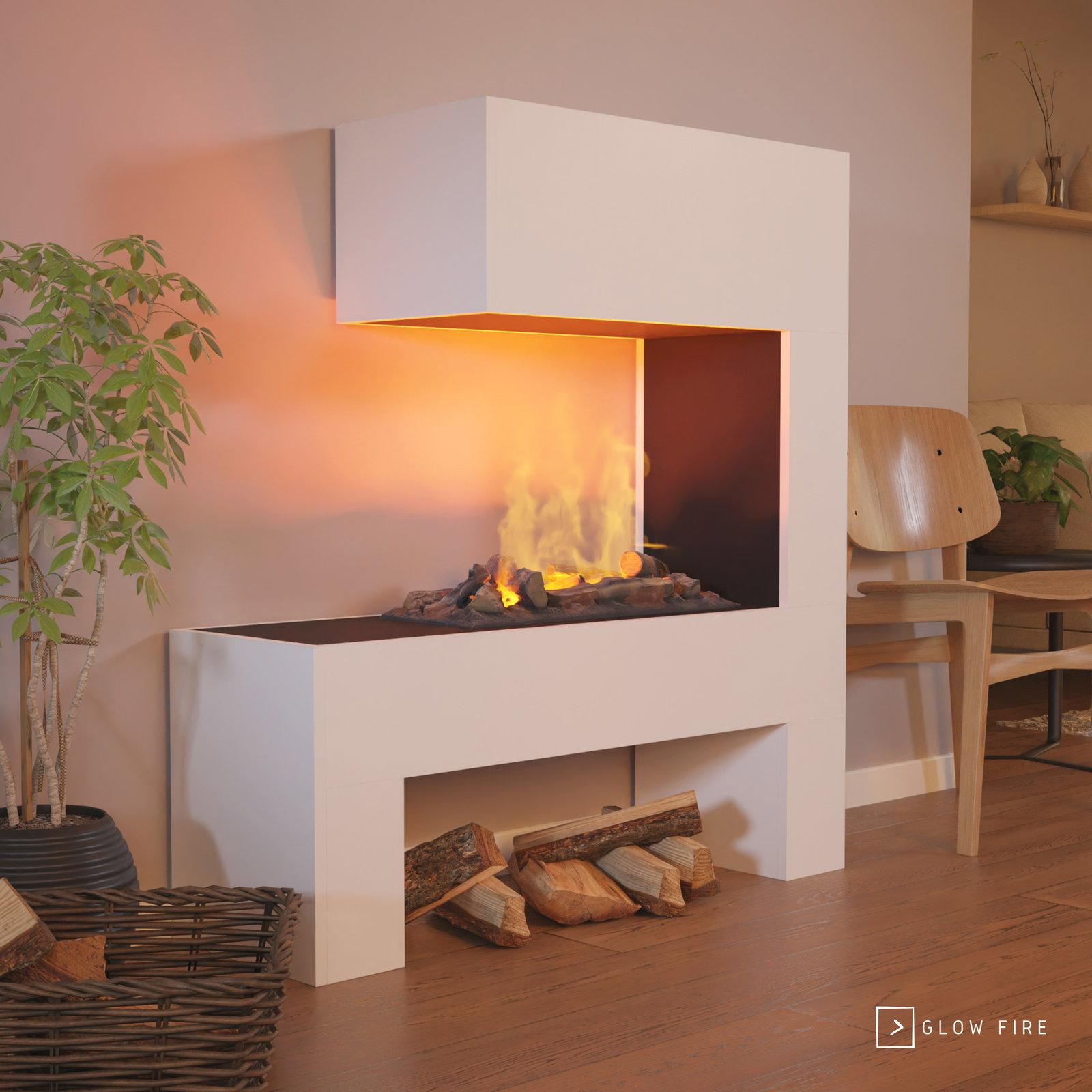 GLOW FIRE Elektrokamin 'Mozart' | Wasserdampf Kamin mit OMC 600 inkl. Holz in weiß | HxBxT: 120x110x35 cm