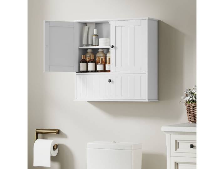 HOMCOM Armoire Murale Salle de Bain Blanche 60x19,5x60 cm