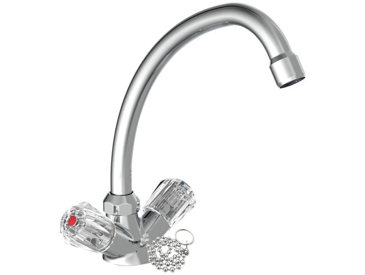 Waschtischarmatur SCHÜTTE Brillant , grau (chrom), B:5,5cm H:21,3cm T:20,5cm, Kunststoff, Messing, Metall, Armaturen, Waschtischarmatur, Niederdruckarmatur, Mischbatterie Waschbecken, Armaturen in Chrom