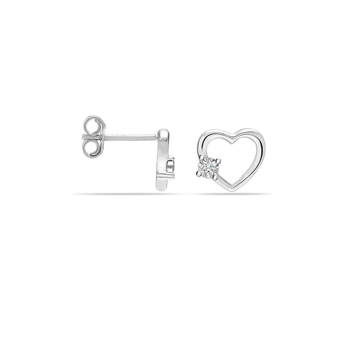 Vrouwen Hart Oorbellen in 925 Sterling Zilver met Cubic Zirconia BIPE079