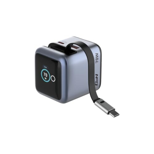 Verbatim Mini GaN oplader 70W met display en USB-C-kabel reisadapter