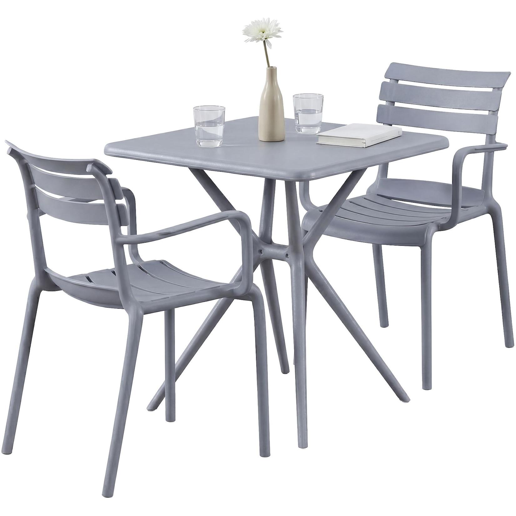 CLP Gartenmöbel-Set Avena mit 2 Stühlen - Farbe: grau