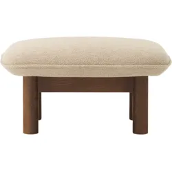 Brasilia Bouclé Fußbank beige auf dunklen Eichenbeinen