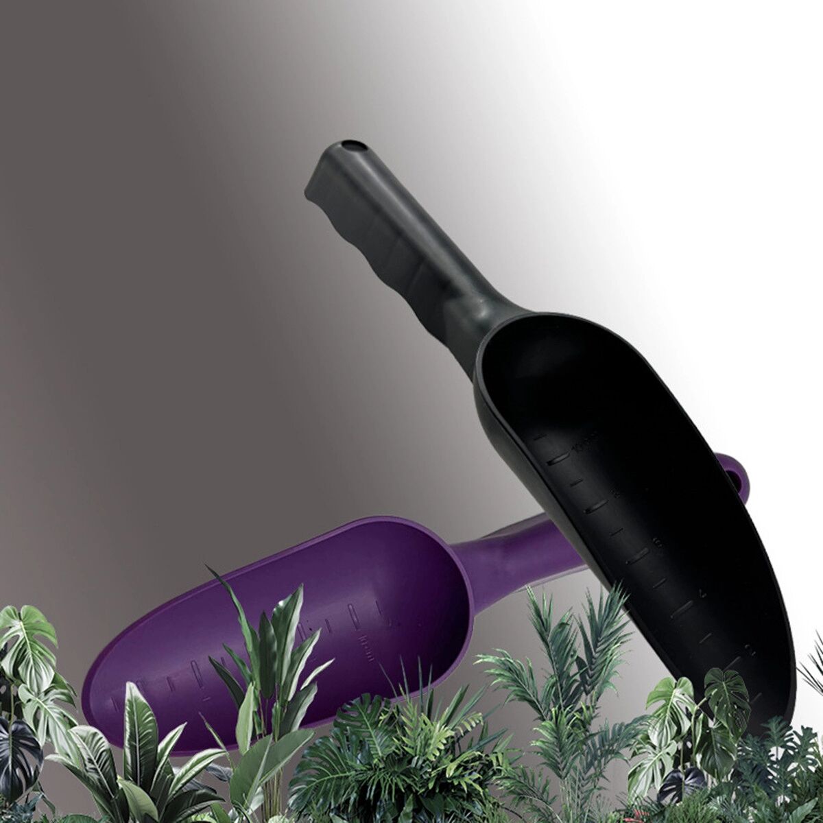 INF Kunststoff-Gartenschaufeln 5er-Set – Verstärkte Pflanzerde-Schaufeln, Schwarz, 25cm