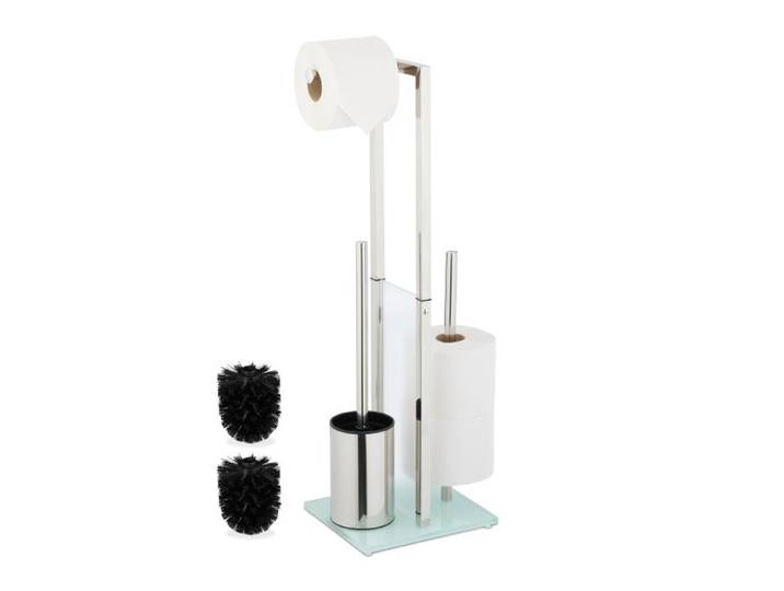 Relaxdays Toilet accessoires set rvs & glas