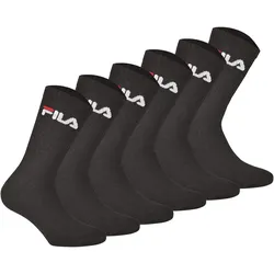 FILA Unisex Socken, 6er Pack - Crew Socks, Frottee, Tennis, Sport (2x 3 Paar) Schwarz / 39-42