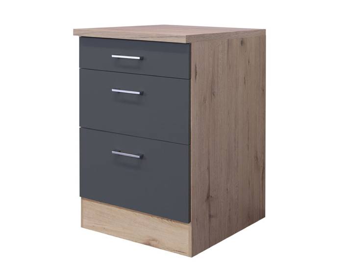 Küchen Unterschrank RALPH 60 cm Eiche/ grau
