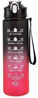 Friendly Fresh Finds Rainbow Sports Water Bottle High Temperature Resistant Graduated Straw Cup With Frosted Plastic Design black Red