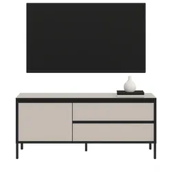 LOWBOARD Sand / Kaschmir mit schwarz, Flat-TV Unterschrank 150 cm, Komforthöhe