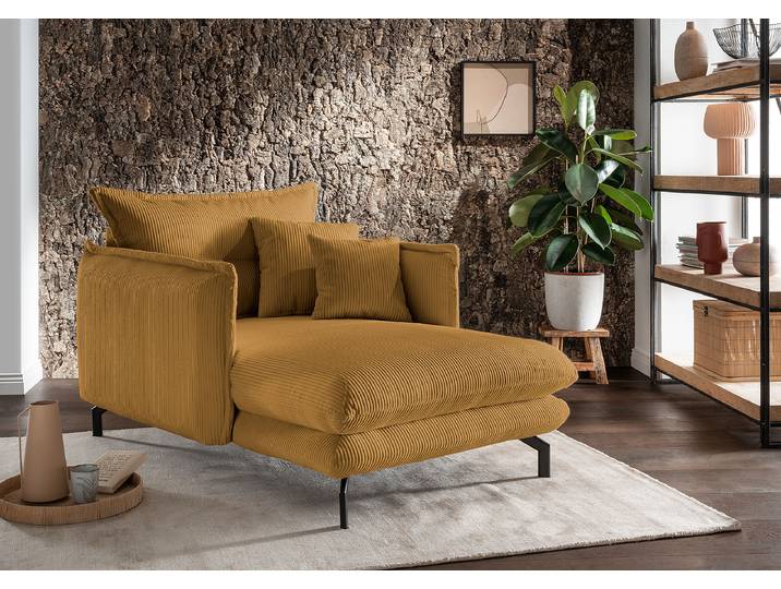 home24 XXL-fauteuil goud Corduroy Duana 111 x 101 x 167cm