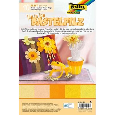Folia Bastelfilz TON IN TON MIX, 150g/m², 20x30cm, 10 Blatt, gelb
