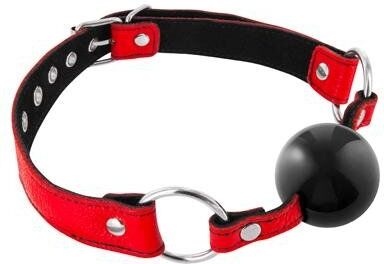 Fetish Tentation Premium Bâillon Rouge Premium Ajustable en Cuir Véritable