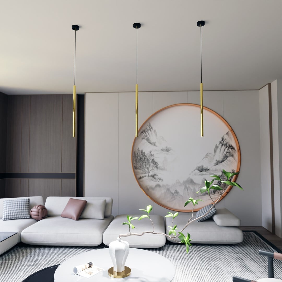 Emibig Selter Hanglamp Goud/Messing, Verstelbaar en Dimbaar, Metaal, G9