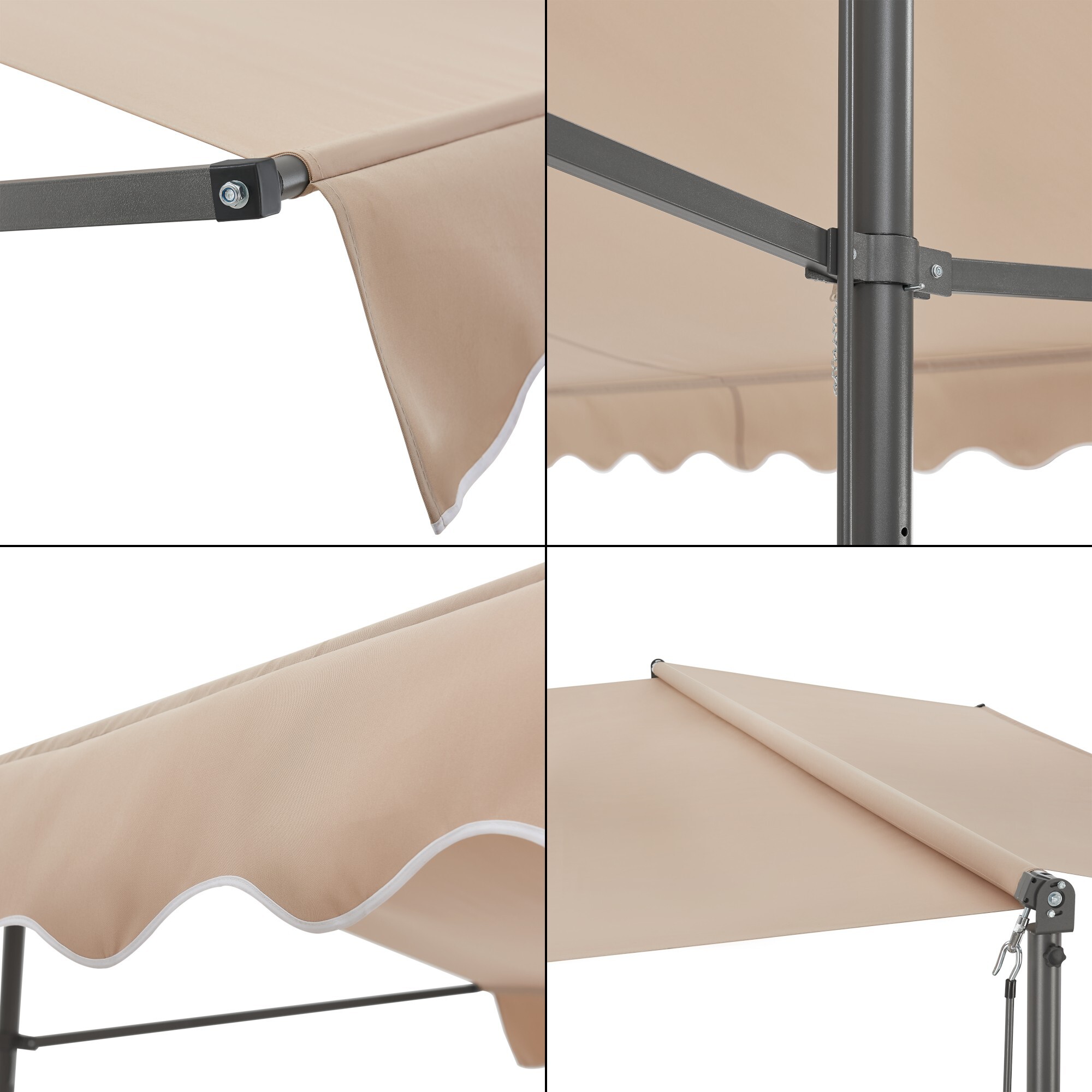 Famanu Freistehende Markise - 3x3x2,6 m - Sandfarbe - Wasserabweisend - UV-Schutz - Wetterfest
