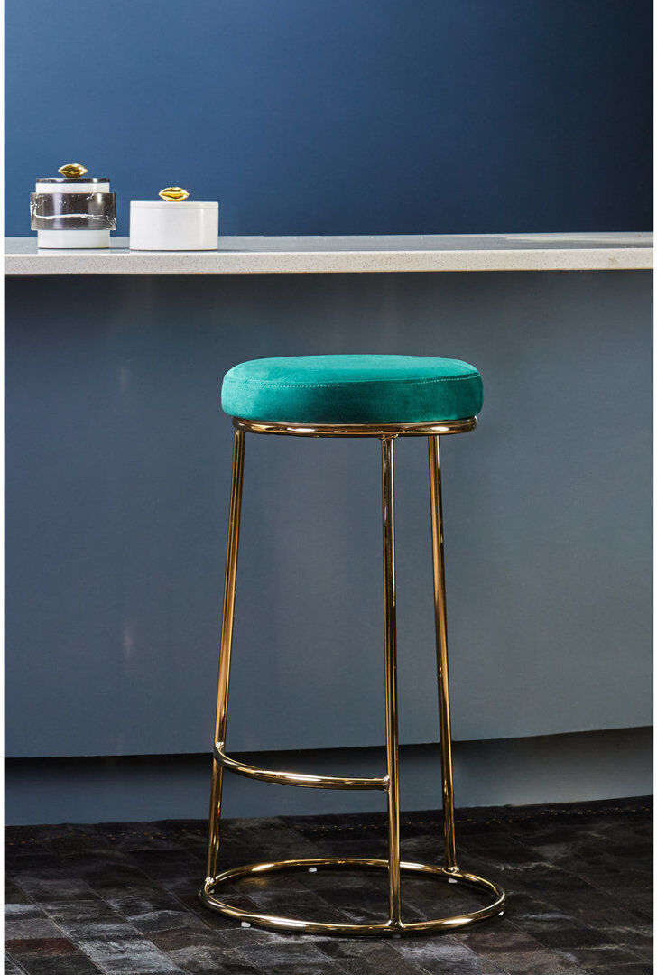 Etta Avenue Alec Upholstered Bar Stool with Stainless Steel Frame Green 75cm