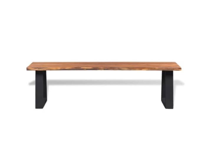 HKQWPBF Sitzbank Akazienholz Massiv 145 cm Industrie-Stil Metallbeine Massives Akazienholz,lebendige Holzkante,U-förmige pulverbeschichtete Metallbeine,Industrie-Stil,Wohnzimmer Flur Lounge