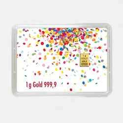 Goldbarren 1g "Jugendweihe - Konfetti" (Flip)
