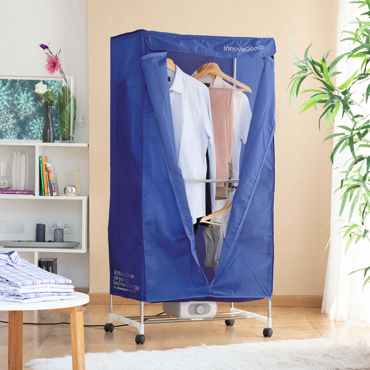 InnovaGoods Dupledry Blue Draagbare elektrische droger met 2 niveaus, 1200 W