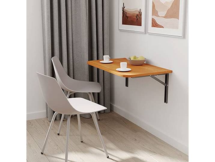 AKKE Klapptisch Wandklapptisch Esstisch - Klappbar Faltbar Platzsparend - Abgerundete Ecken - 70x40 cm - Erle