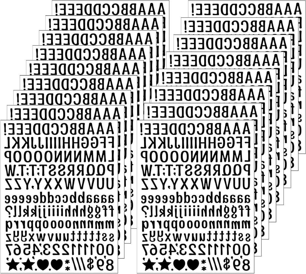 15 Vel Zelfklevende Letterstickers, 3780 Stuks, Weerbestendige Alfabet- en Cijferstickers voor DIY Scrapbooks, Knutselen en Wenskaarten