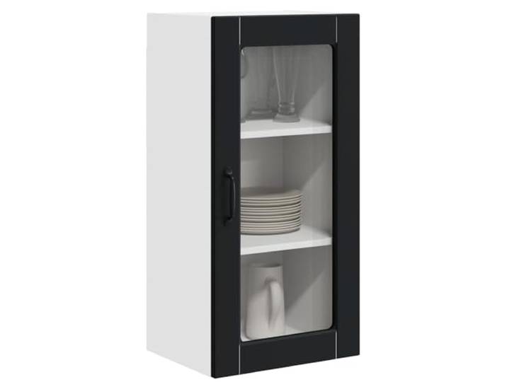 KTHLBRH Lucca Wandschrank aus Glas, schwarz, 40 x 31 x 80 cm Technisches Holz, modernes Design, spülmaschinenfest, robuste Struktur