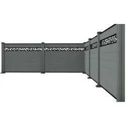 Hardin 1fachgut WPC-Sichtschutzzaun Valla - mit Design 5x Element + 6x Pfosten - Grau