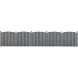 WPC Gartenzaun mit Rundbogen (165-185)x932 cm Grau [neu.holz]