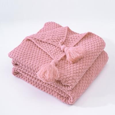 Shop Station Cozy Knitted Throw Blanket Nordic Soft Plaid Sofa Blanket For Bed, Couch & Office Nap pink 59.06 78.74 Inches