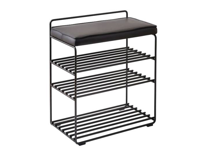 Maze Étagère-tabouret Lower East Seat 50x28x58 cm Black-black leather