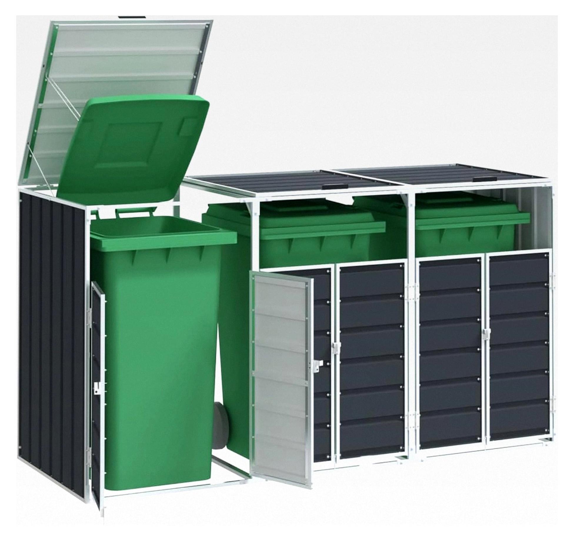 Mülltonnenbox Anthrazit 216x81x115 cm Stahl für diskrete Abfallverbergung und ansprechende Außenbereiche