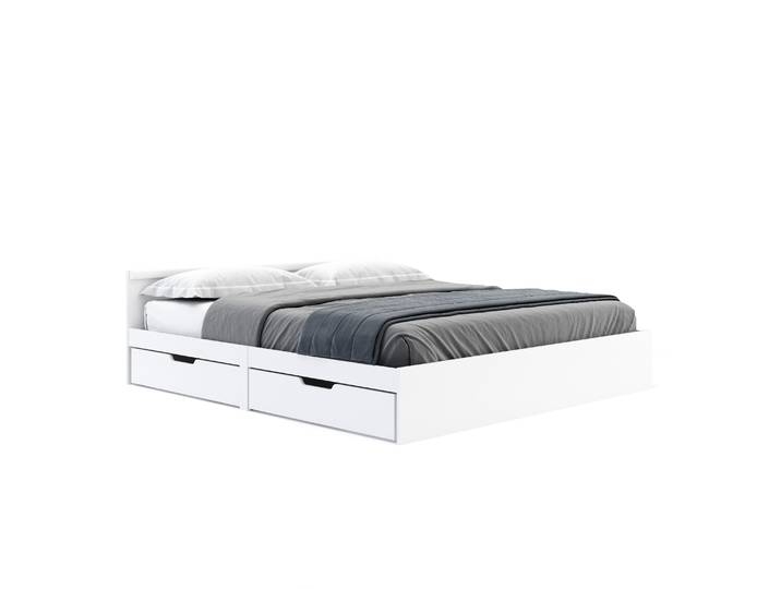 Bett Holz BELLA mit Stauraum und Schubladen 180 x 200 cm weiss