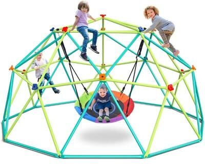 Klokick 10FT Climbing Dome Swing Set, Supports 800lbs Dome Climber Playground