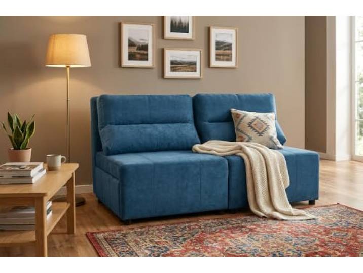 2-Sitzer-Sofa, ausklappbares Schlafsofa mit Stauraum, rosa, KIMO Family Möbel
