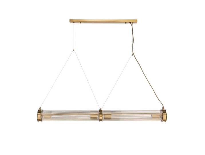Signature Doppelglas Metall Messing Rohraufhängung, Goldfarben, G9, 120x120x20 cm, Lampen & Leuchten, Innenbeleuchtung, Deckenleuchten, Deckenleuchten