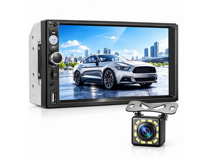 KAFMTOH 7 Zoll Doppel-DIN Wired Mirror und Bluetooth Autoradio Autoradio