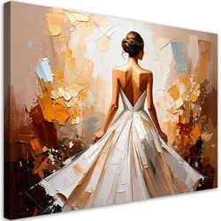 LEINWANDBILD Frau in elegantem weißem Kleid 120x80cm