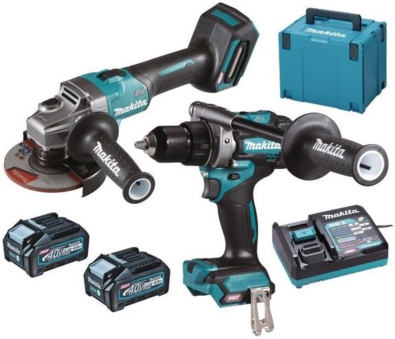 Pack 2 outils 40 V (DF001GZ + GA005GZ) + 2 batteries 4 Ah + chargeur rapide + coffret MAKPAC MAKITA DK0124G201