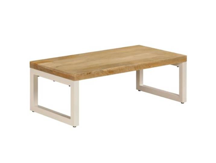 GHVBNMF Couchtisch Massivholz Mango 100x50x35 cm Beistelltisch Stilvoller Wohnzimmer Holztisch aus echtem Mangoholz mit stabilem Stahlgestell für flexible Nutzung als Loungetisch.