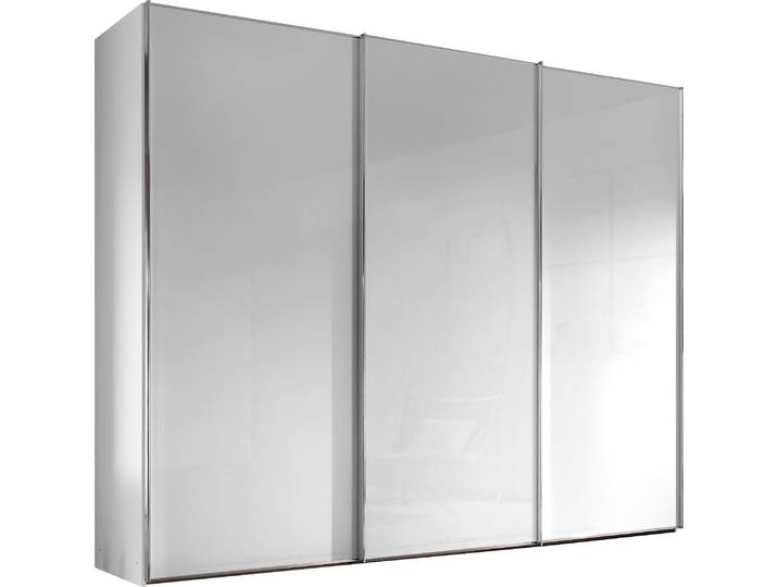Schwebetürenschrank, 249x240x68 cm, Holzwerkstoff, Alpinweißglas, 3 Türen & 6 Böden, Modern, Staud