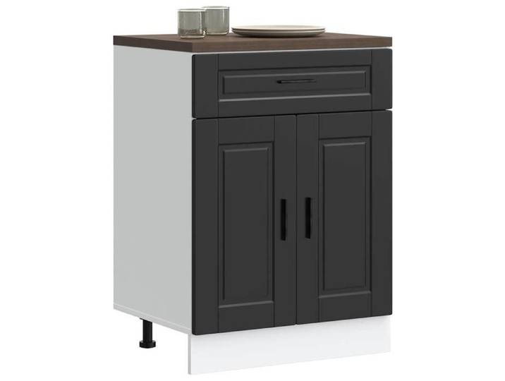 Meuble cuisine charge 65 kg Design Moderne Armoire de cuisine - Porto noir - bois d'ingénierie 125147