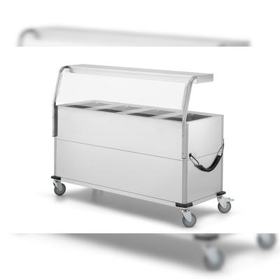 Mobiltherm BWH4-L, Fahrbarer Speisenausgabewagen, Edelstahlausführung, 4 GN, 1650 x 700 x 1300 mm