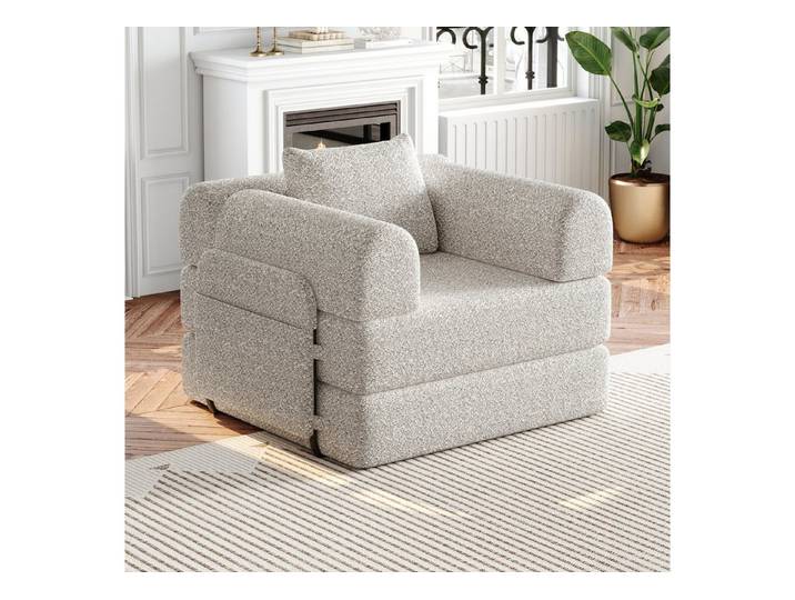 Odikalo Schlafsofa Sofas wohnzimmer Schlafcouch mit schlaffunktion & Stauraum, Chenille 2-in-1-Schlafsofa 1-Sitzer klappbar Stauraum in der Armlehne drei Metallrahmen mehrere Konfigurationsmöglichkeiten.